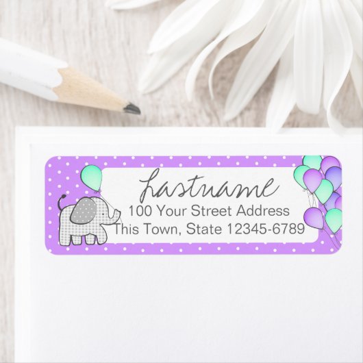 Elephant and Balloons Polka Dot Address (Insitu)