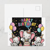 Elephant and heart shaped balloons postcard postkarte (Vorne/Hinten)