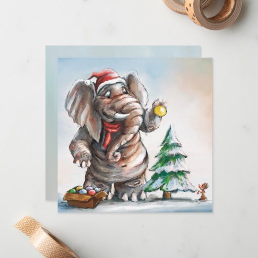 Elephant and Mouse Card - by Monika Marzec Mitteilungskarte (Vorderseite/Rückseite Beispiel)