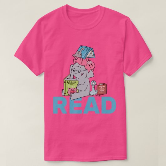Elephant and Piggie Funny Reading T-Shirt (Design vorne)