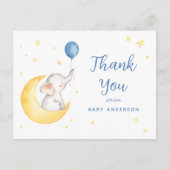 Elephant and Stars Baby Dusche Danke Postcard Postkarte (Vorderseite)