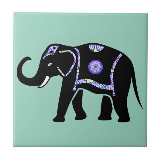 Elephant Animal Abstract Decorative Patterns Fliese (Vorderseite)