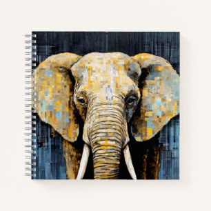 Elephant Animal Art Deco Paint Mosaic Notizblock