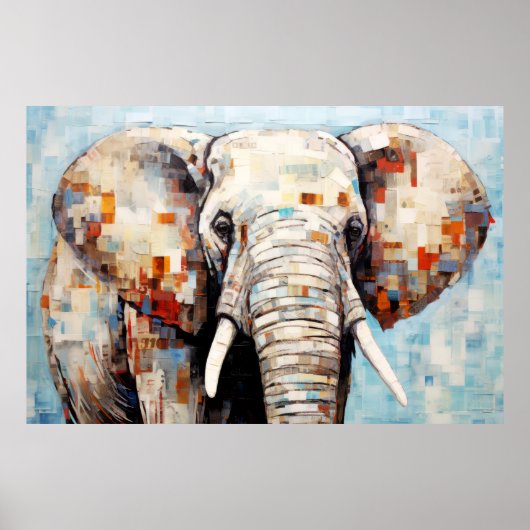 Elephant Animal Art Deco Paint Mosaic Poster (Vorne)