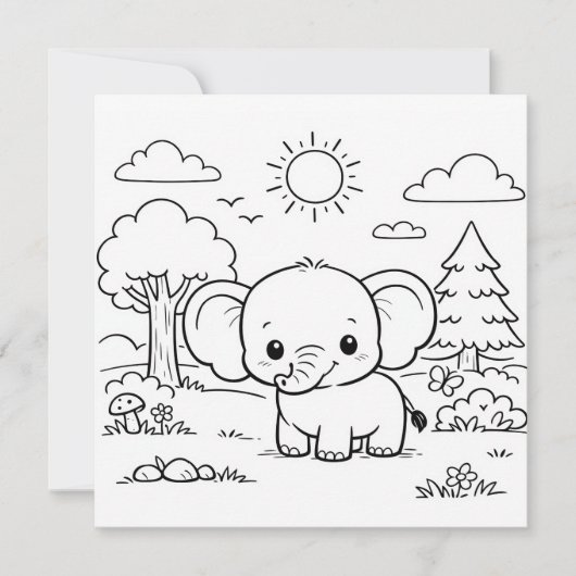 Elephant Animal Kids Coloring Page  (Vorderseite)