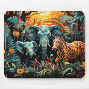 Elephant Animal Portrait farbenfrohe Malerei Mousepad