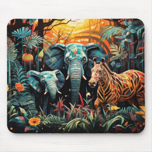 Elephant Animal Portrait farbenfrohe Malerei Mousepad (Vorne)