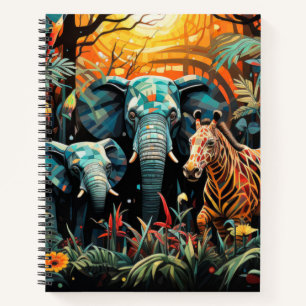 Elephant Animal Portrait farbenfrohe Malerei Notizblock