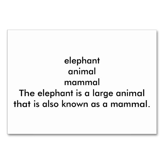 Elephant Animal Reading Flashcards für Erwachsene Tischnummer (Rückseite)