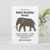 Elephant Animal Safari Birthday Party Einladung (Stehend Vorderseite)