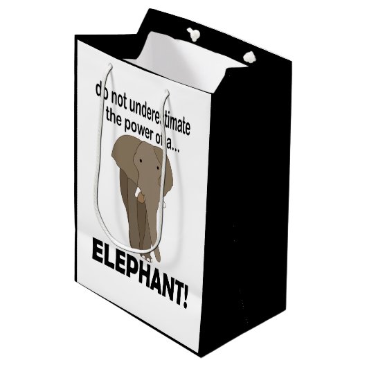 Elephant Animal Safari Funny Elephant Mittlere Geschenktüte (Vorderseite Schrägansicht)