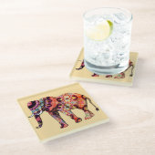 Elephant Animal Traditional Chinese Patterns  Glasuntersetzer (Schrägansicht)