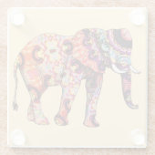 Elephant Animal Traditional Chinese Patterns  Glasuntersetzer (Rückseite)