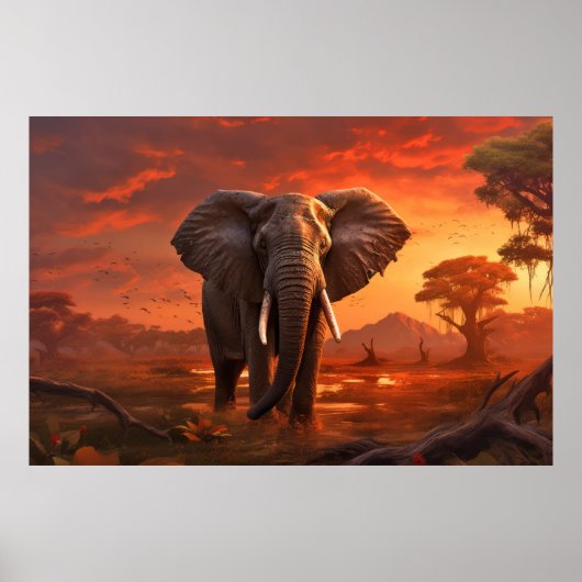 Elephant Animal Wildlife Wilderness Kunst Poster (Vorne)