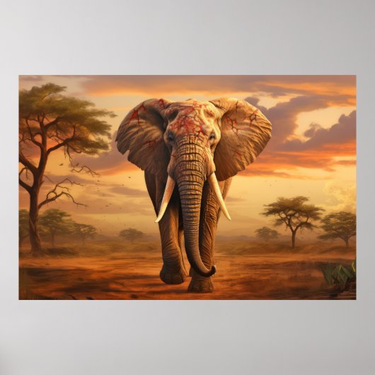 Elephant Animal Wildlife Wilderness Kunst Poster (Vorne)