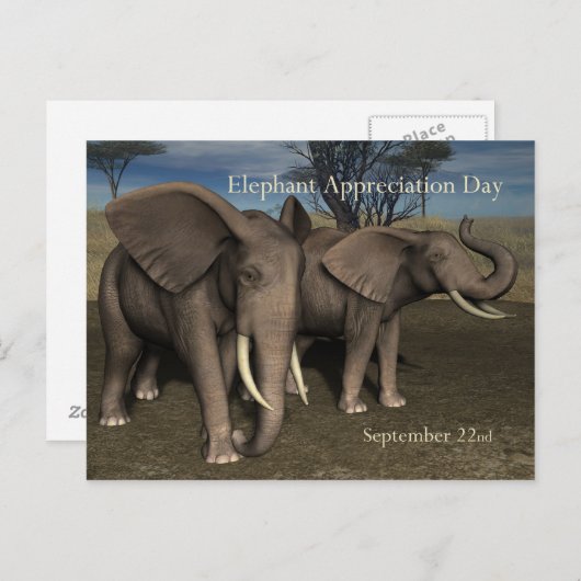 Elephant Appreciation Day PostCard 22. September Postkarte (Vorne/Hinten)