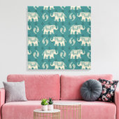 Elephant Aquamarin Caravan Muster Leinwanddruck (Insitu (Wohnzimmer))