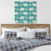 Elephant Aquamarin Caravan Muster Leinwanddruck (Insitu (Schlafzimmer))