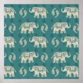 Elephant Aquamarin Caravan Muster Poster (Vorne)