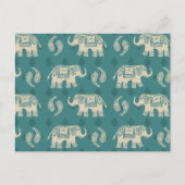 Elephant Aquamarin Caravan Muster Postkarte (Vorderseite)
