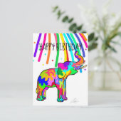 Elephant Art Birthday Postkarte (Stehend Vorderseite)