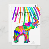 Elephant Art Birthday Postkarte (Vorne/Hinten)