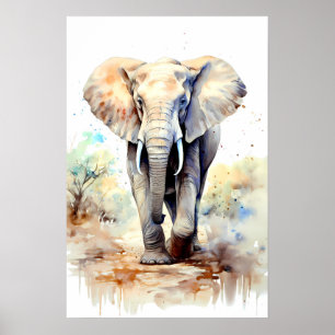 Elephant Art Poster Africa Wall Deco