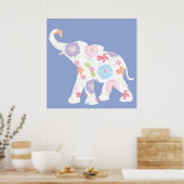 Elephant Art Watercolor Muster Graphic Modern Poster (Küche)