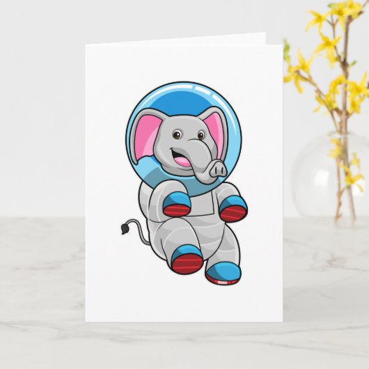 Elephant as Astronaut in Glass sphere Karte (Gelbe Blume)