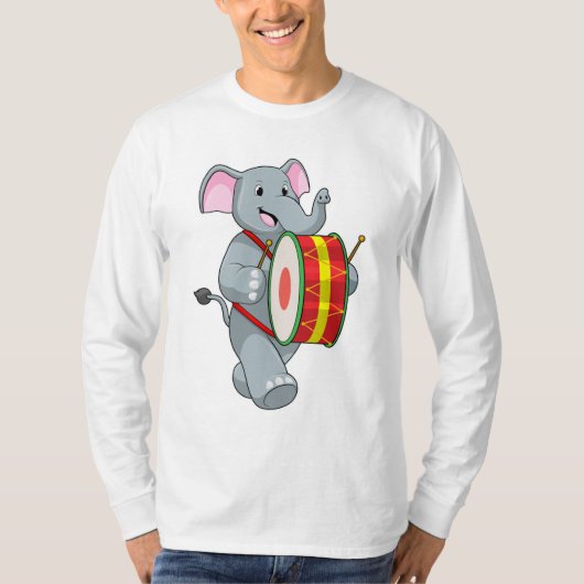 Elephant as Musician with Drum T-Shirt (Vorderseite)