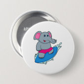 Elephant as Surfer with Surfboard Button (Vorne & Hinten)