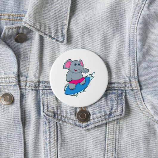 Elephant as Surfer with Surfboard Button (Beispiel)