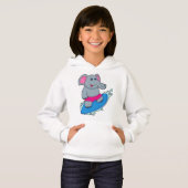 Elephant as Surfer with Surfboard Hoodie (Vorne ganz)