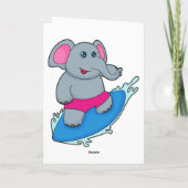 Elephant as Surfer with Surfboard Karte (Rückseite)