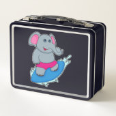 Elephant as Surfer with Surfboard Metall Brotdose (Rückseite)