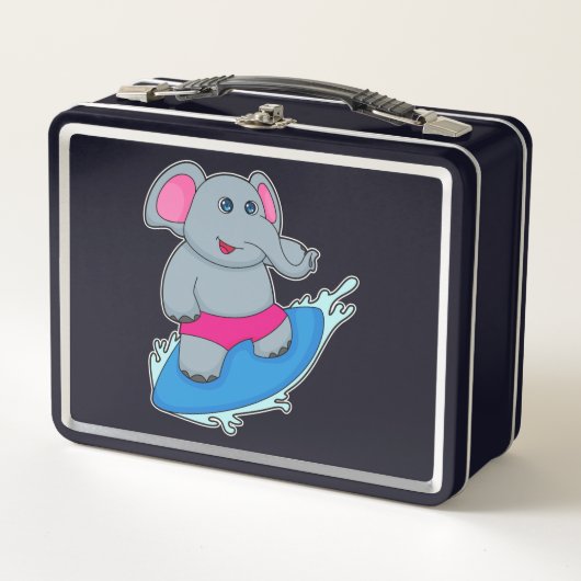 Elephant as Surfer with Surfboard Metall Brotdose (Vorderseite)