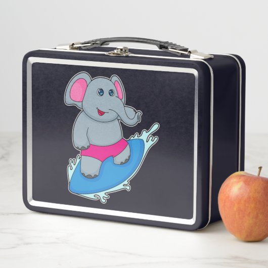 Elephant as Surfer with Surfboard Metall Brotdose (Beispiel)