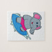 Elephant as Surfer with Surfboard Puzzle (Horizontal)
