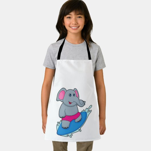 Elephant as Surfer with Surfboard Schürze (Insitu)