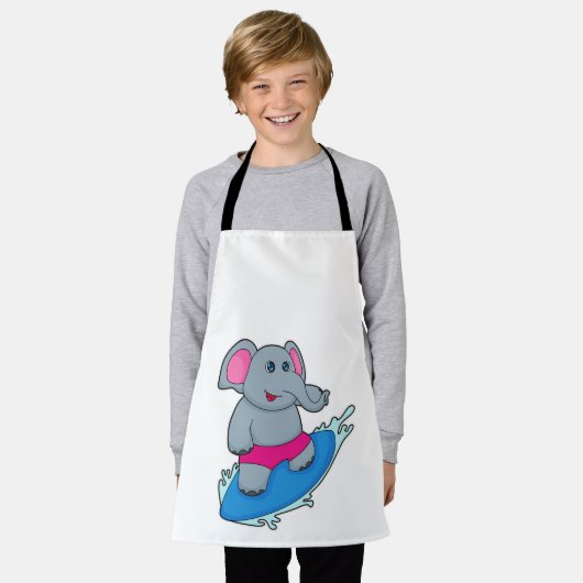 Elephant as Surfer with Surfboard Schürze (Getragen)