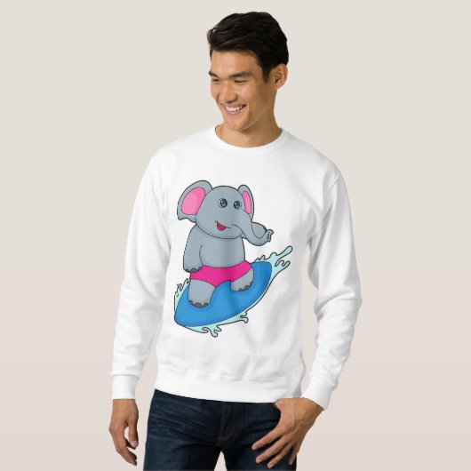 Elephant as Surfer with Surfboard Sweatshirt (Vorne ganz)