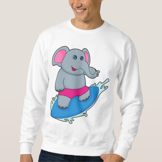 Elephant as Surfer with Surfboard Sweatshirt (Vorderseite)