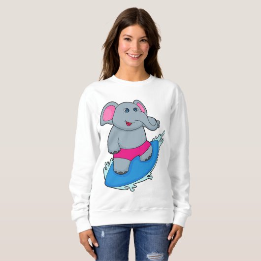Elephant as Surfer with Surfboard Sweatshirt (Vorne ganz)