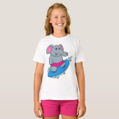 Elephant as Surfer with Surfboard T-Shirt (Vorne ganz)