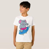 Elephant as Surfer with Surfboard T-Shirt (Vorne ganz)