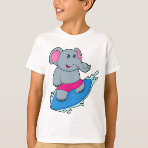 Elephant as Surfer with Surfboard T-Shirt