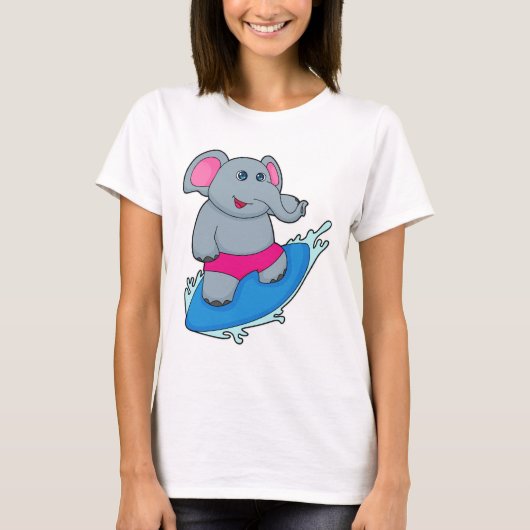 Elephant as Surfer with Surfboard T-Shirt (Vorderseite)