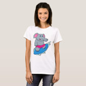 Elephant as Surfer with Surfboard T-Shirt (Vorne ganz)