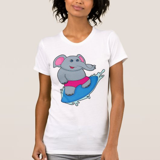 Elephant as Surfer with Surfboard T-Shirt (Vorderseite)
