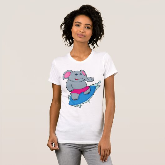 Elephant as Surfer with Surfboard T-Shirt (Vorne ganz)